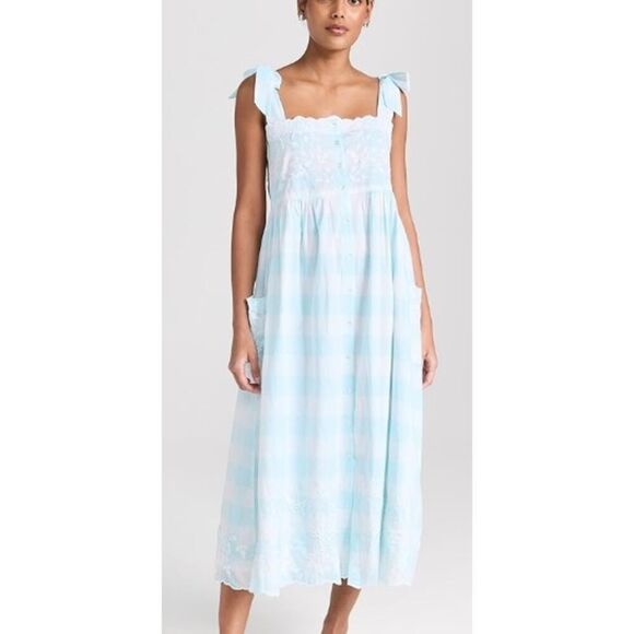 Juliet Dunn Blue Gingham Tie Shoulder Dress NWT Sz. 2 (US 6-8) - Picture 1 of 10